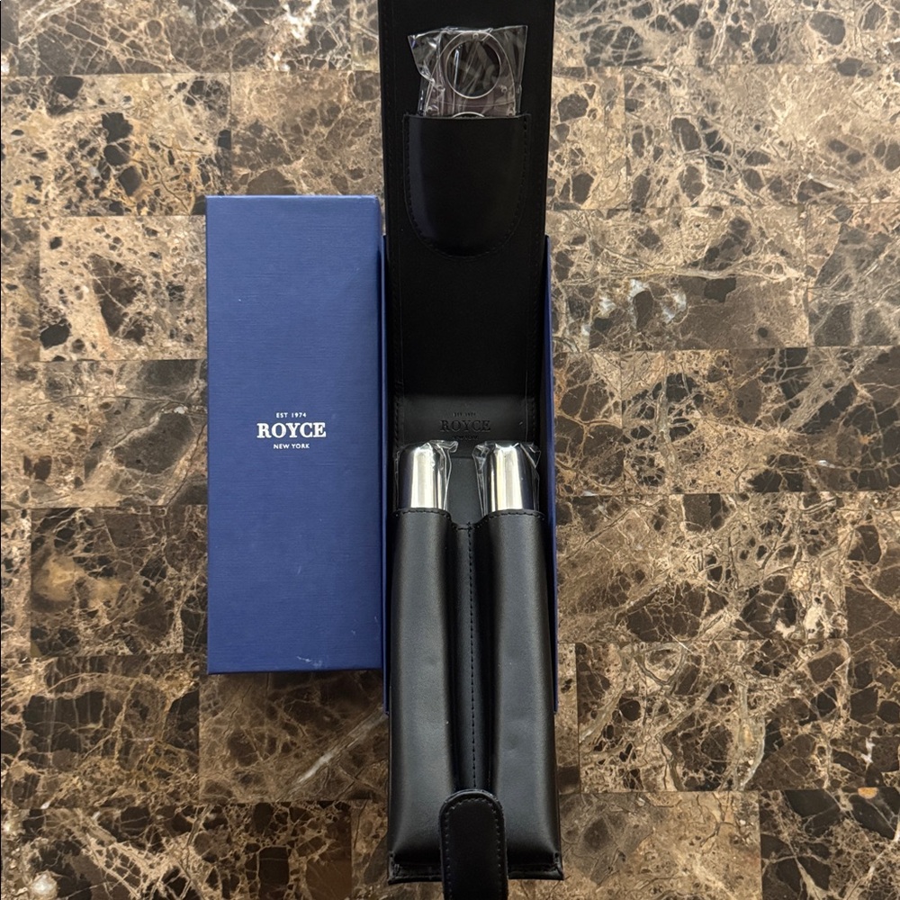 Royce Black Leather cigar flask carrying case